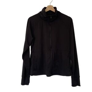 JOCKEY BLACK POLYESTER SPANDEX SPORTY ATHLETIC ZIP UP TOP/JACKET, LARGE